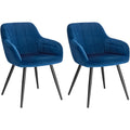 Lot de deux chaises en velours bleu avec assise confortable, design moderne pour salle a manger