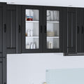 Ensemble de 2 armoires murales noires vitrees 40 x 31 x 80 cm avec portes et etageres pour cuisine ou salle a manger