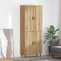 Vitrine haute en chene artisanal avec finition bois et verre, mobilier spacieux pour exposer et ranger dans le salon ou la cuisine
