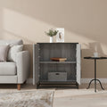 Meuble de rangement Sonoma gris 68 x 35 x 76 cm avec finition bois et cadre metallique, ideal pour cuisine salon ou salle a manger