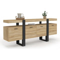 Enfilade XXL 200 cm bois noir avec quatre portes et niche ouverte