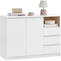 Meuble blanc 40 x 103,3 x 74,5 cm avec porte et tablette reglable, rangement compact pour bureau salon et salle a manger